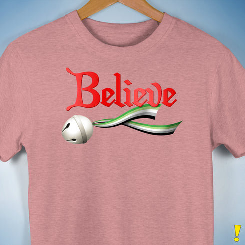 Believe Aromantic Pride Jingle Bell Premium Unisex T-Shirt - Mauve Heather